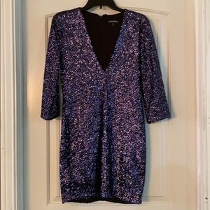 EXPRESS Blue sequin mini dress